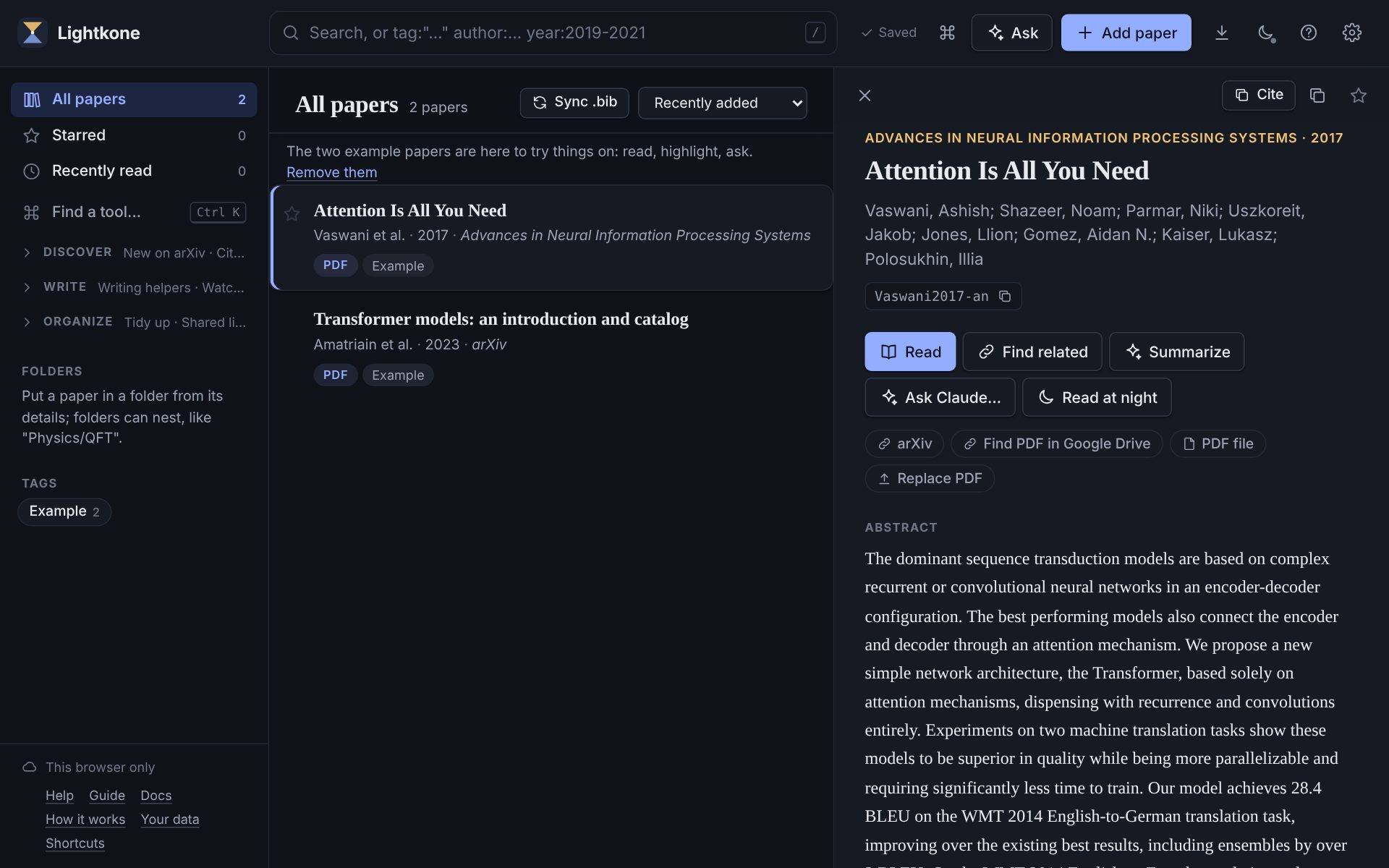 The library in the dark theme.