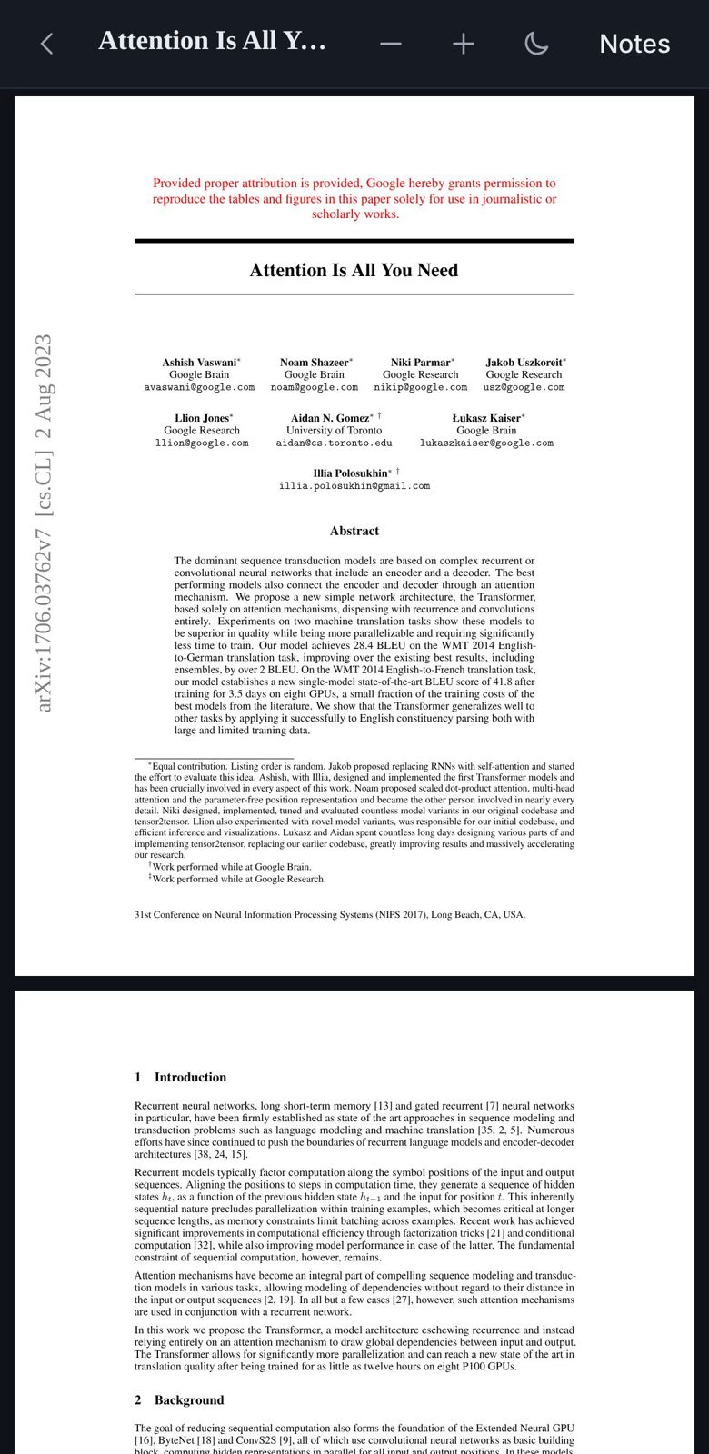 The PDF reader on a phone, in the dark theme.